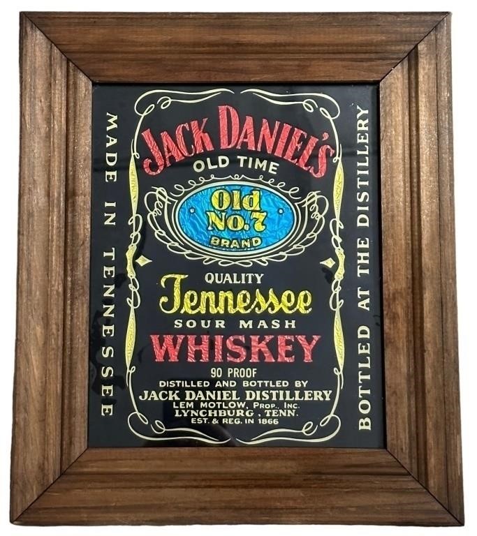 Vintage Jack Daniels Old No 7 Framed Bar Sign