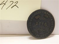 1816 COMMERCE TO THE WORLD TOKEN