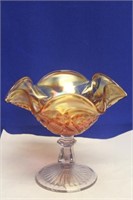 Carnival Glass Stem Bowl