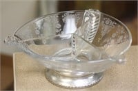 Etched Glass Sterling Rim Bowl