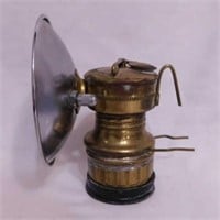 Brass butterfly carbide coal miners lamp, 5" tall
