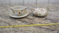 HAVILAND GRAVY BOAT AND SUGAR BOWL