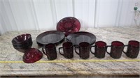 RUBY RED INDIANA GLASS DISH SET