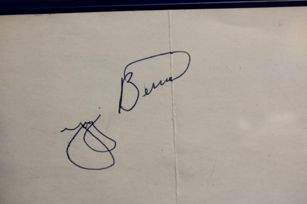 Yogi Berra Signature on Index Card