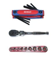 Kobalt 1/4" drive ratchet w sockets & hex keys