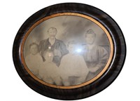 antique oval frame w convex glass 24"w