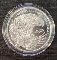 One Ounce Silver Round: Eagle/Flag
