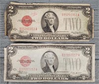 (2) 1928 $2 Bills