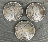 (3) Silver Walking Liberty Half Dollar Buttons