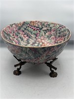 Andrea Sadek Enamel Painted Floral Decorative Bowl