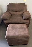 Brown Oversized Chair & Ottoman