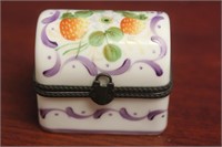 An Artist Signed Limoges Dome Trunk Trinket Box