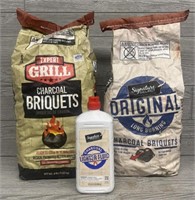 (2) Bags of BBQ Charcoal & Lighter Fluid