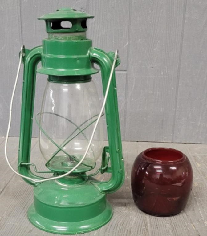 Vintage Oil Lantern W/ Red Lense