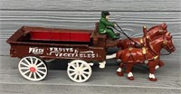 Cast Iron Clydesdales w/ Fruit Wagon