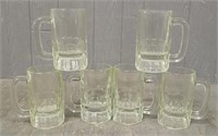 (6) Old Glass Mugs