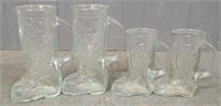 (4) Glass Boot Cups