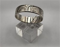 SIGNED STERLING NAVAHO RING -4.3 GR - SIZE 12 3/4