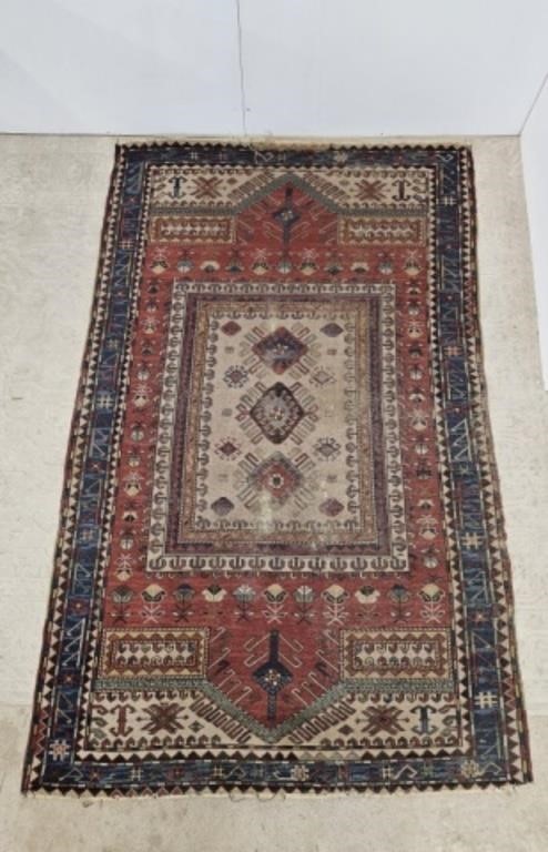 HAND KNOTTED ANTIQUE RUG - 7'11" X 60"