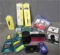 Box Of Bluetooth Speakers & Misc. Electronics