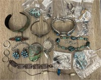 Huge Lot of Vintage Turquoise & Sterling Jewelry