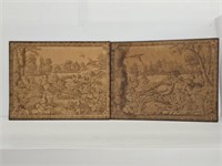 PAIR OF EARLY TAPESTRIES - 33.75" X 26.25"