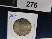 CANADA 1945 50 CENTS HALF DOLLAR SILVER COIN