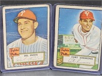 2 Topp 1952 Fightin Phillies Baseball Cards