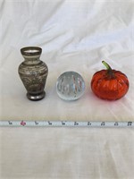 Decorative glass pumpkin, glass ball, flower vase