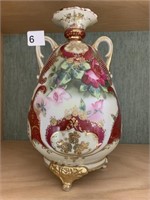 ROYAL NIPPON HAND PAINTED FLOWER VASE 11" H WITH
