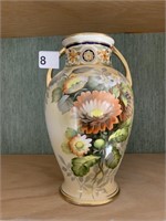 NIPPON HAND PAINTED FLOWER VASE WITH DOUBLE