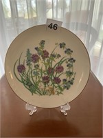 PAINTED PLATE OF CHIVES & HYSSOP 1988 CATHEDRAL