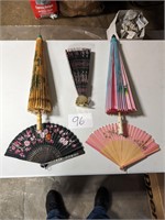Hand Painted Asian Style Fan & Umbrellas