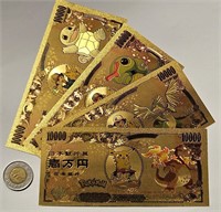 Collection de 4 billets POKÉMON GOLD neufs