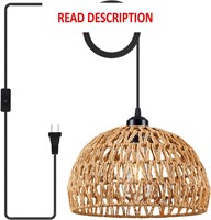 $31  Rattan Pendant Lamp with Hemp Rope  Boho