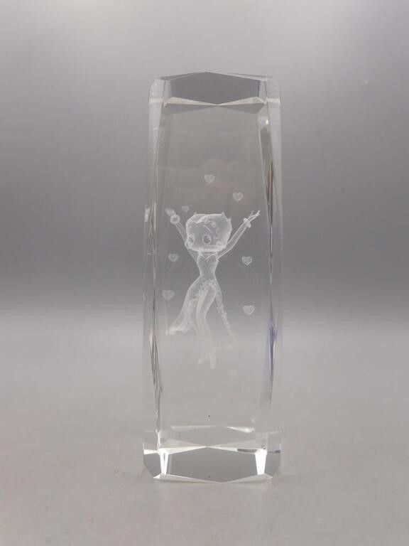 Betty Boop 3D Etched Hologram Crystal Art Glass