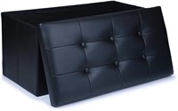 $48  WoneNice Faux Leather Ottoman  Black  30x15x1