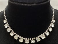 VTG. WEISS CLEAR RHINESTONE NECKLACE, SIGNED