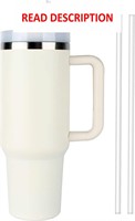 $27  40 oz Tumbler  Lid  Straws (Cream White)