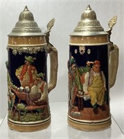 PAIR OF GERMAN BEER STEINS, 11’’ H