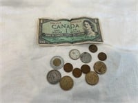 Froeign & US Coins & Canadian Currency
