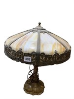 LAMP SLAG GLASS SHADE 22" H WITH SMALL CRACK ON