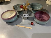 POTTERY BOWLS, HORS D'OEUVRES