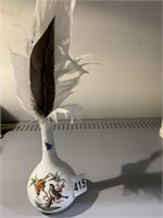 HEREND HUNGRY BUD VASE WITH FEATHERS