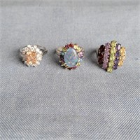 Vtg Sterling Silver Ladies Rings - Set of 3