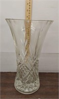 Vintage Diamond cut crystal glass vase. 11.5in