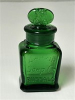 4" GREEN GLASS LARKIN SOAP CO BOTTLE WITH GLASS