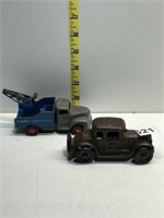 DINKY TOYS DIECAST TOW TRUCK AND CAST-IRON CAR