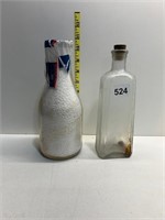 SEEGERTS MILK BOTTLE AND GLASS BOTTLE WITH CORK