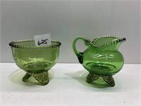 GREEN GLASS WITH GOLD DETAIL, SOUVENIR IN